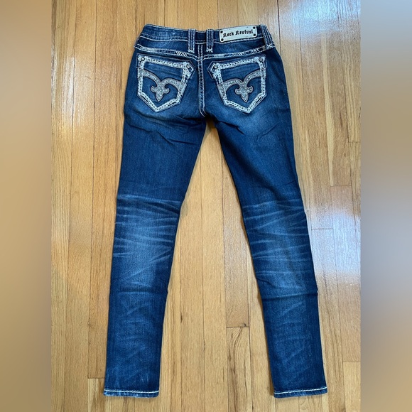 Rock Revival Denim - Women’s Rock Revival Luxor S200 Med Wash Skinny Jeans Crystal Embellishments 25